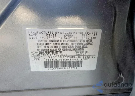 2025 Nissan Kicks Play S z USA, uszkodzony, nr VIN 3N1CP5BV7SL480741